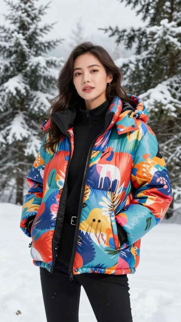 19 Eco-Friendly Jackets You’ll Want to Wear All Year Round (And Look Fantastic!) - 11. Fun Printed Puffer Jacket 1