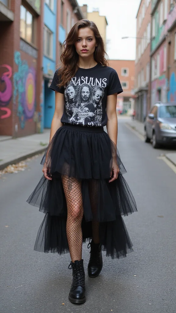 19 Edgy Mom Style Looks That Will Make You Forget the Sweatpants! - 5. Layered Skirts & Fishnet Tights 1