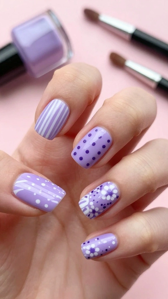 19 Minimal Nail Designs That Are Quick and Stylish (Your Friends Will Be Jealous!) - 19. Mixed Patterns 1