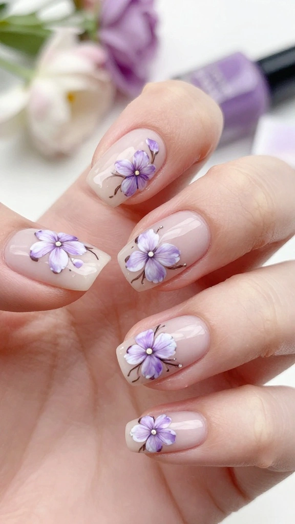19 Minimal Nail Designs That Are Quick and Stylish (Your Friends Will Be Jealous!) - 9. Floral Accents 1