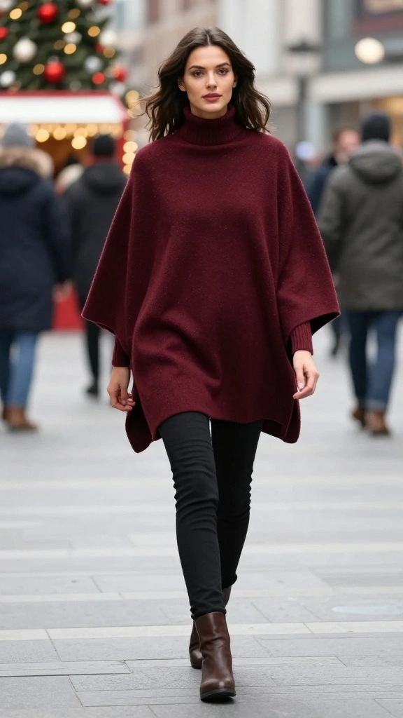 19 Must-Have Winter Travel Outfits for Fashion Lovers (Find Out What #1 Is!) - 14. Cozy Travel Poncho 1