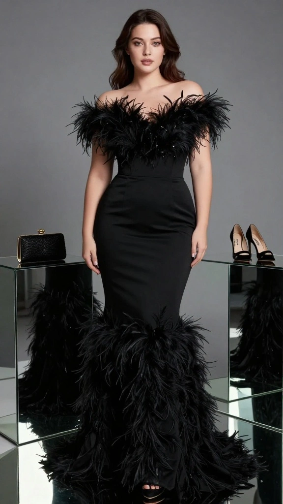 19 Stunning Plus Size Gowns for Every Formal Occasion - 10. Feathered Accents 1
