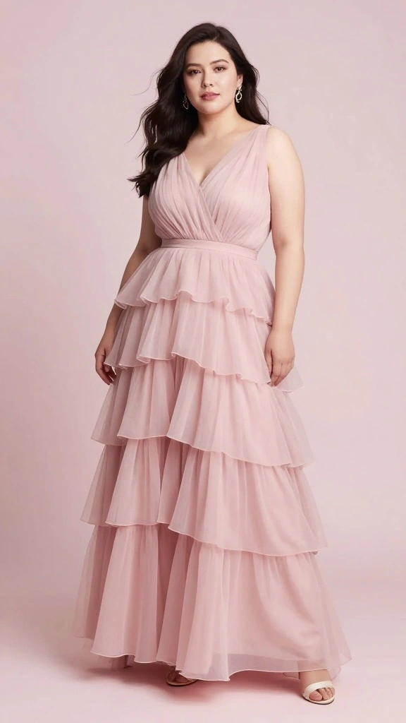 19 Stunning Plus Size Gowns for Every Formal Occasion - 12. Trendy Tiered Dresses 1