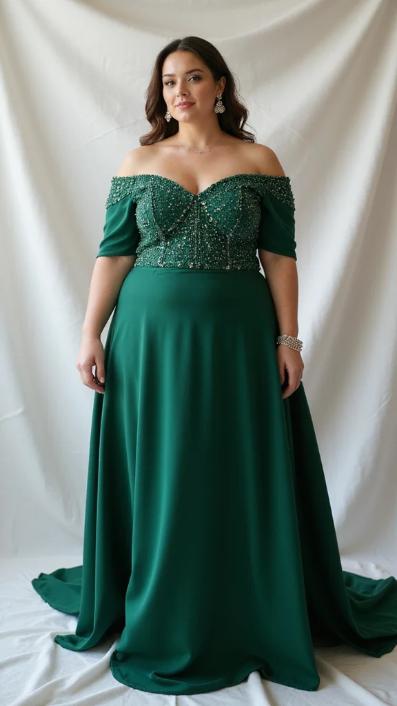 19 Stunning Plus Size Gowns for Every Formal Occasion - 2. Off-the-Shoulder Glam 1