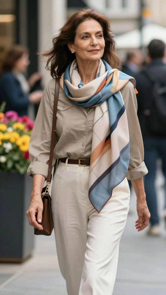 20 Effortless Style Tips for Older Women That'll Make You Look Fabulous! - 16. Get Creative with Scarves 1