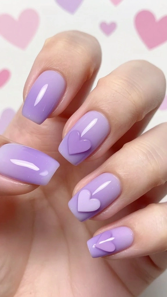 20 Ombre Nail Designs You Can Create at Home (Even If You're a Beginner!) - 16. Ombre with Heart Accents 1