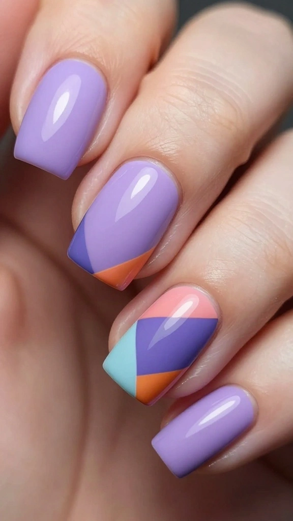 20 Ombre Nail Designs You Can Create at Home (Even If You're a Beginner!) - 17. Ombre with Geometric Patterns 1