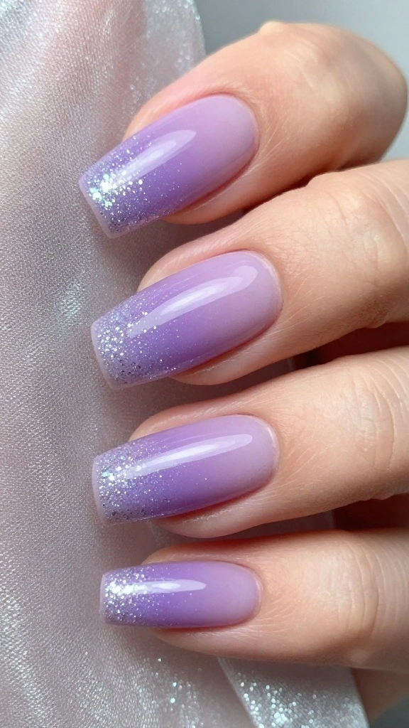 20 Ombre Nail Designs You Can Create at Home (Even If You're a Beginner!) - 18. Ombre with Sparkle Tips 1