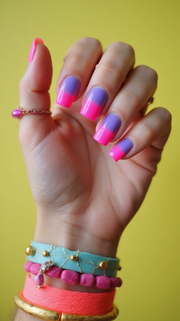 20 Ombre Nail Designs You Can Create at Home (Even If You're a Beginner!) - 6. Neon Ombre 1