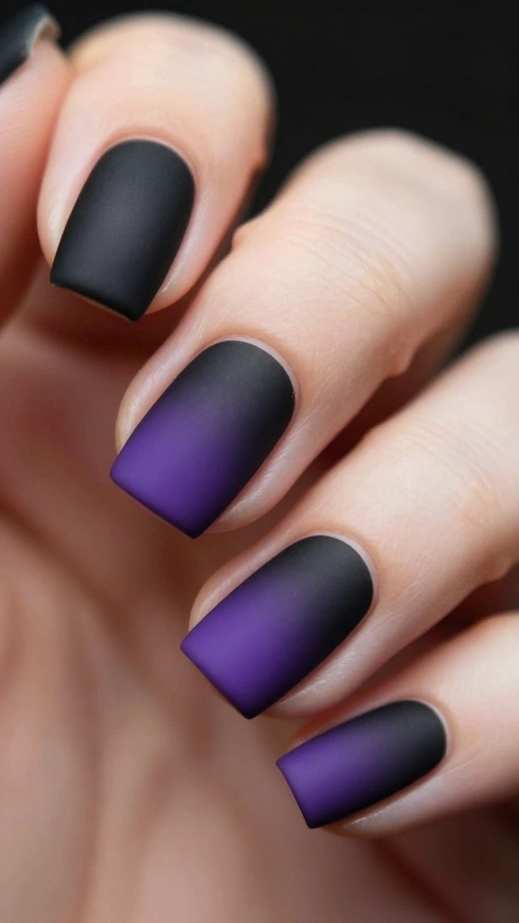 20 Ombre Nail Designs You Can Create at Home (Even If You're a Beginner!) - 7. Classic Black to Purple Ombre 1
