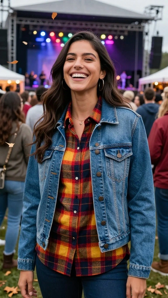 20 Outdoor Layering Ideas That Will Keep You Cozy and Chic - 1. Flannel Shirt Layered with a Denim Jacket 1