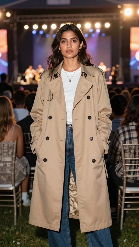20 Outdoor Layering Ideas That Will Keep You Cozy and Chic - 11. Classic Trench Over a Casual Outfit 1