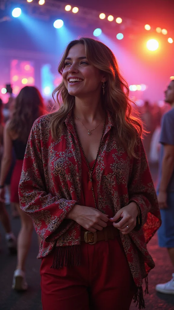 20 Outdoor Layering Ideas That Will Keep You Cozy and Chic - 13. Brightly Patterned Poncho Over a Simple Look 1