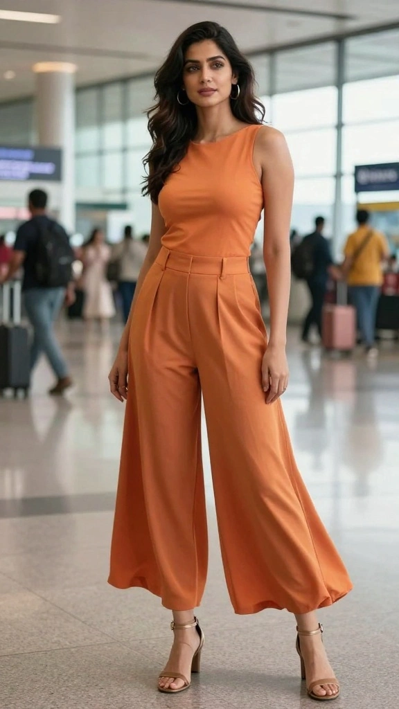 20 Stylish Travel Outfits That Will Make You the Envy of Every Passenger! - 20. Fun and Flowy Palazzos 1