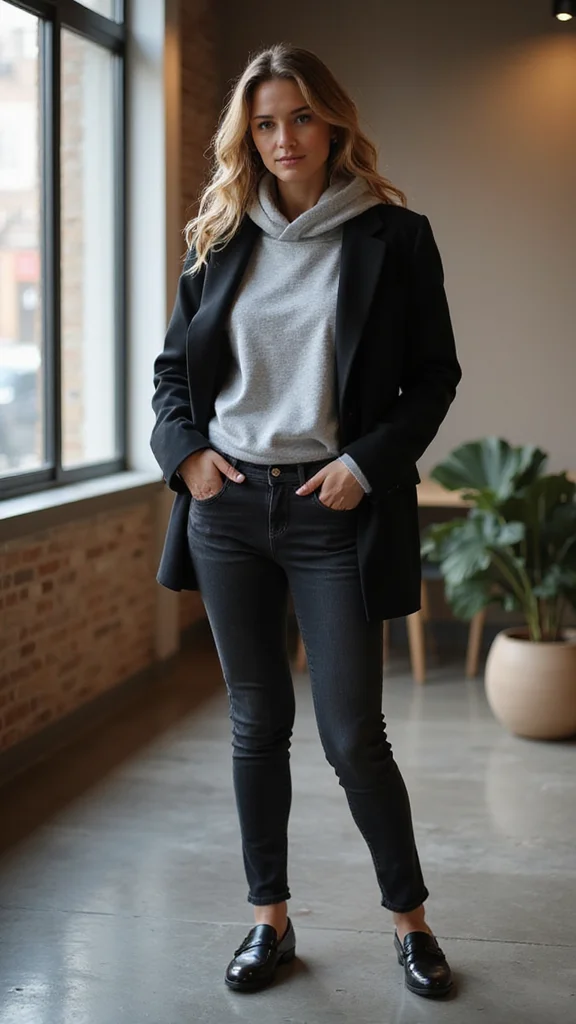 20 Stylish Winter Outfits That Will Keep You Warm and Polished! - 13. Cozy Hoodie with Blazer 1