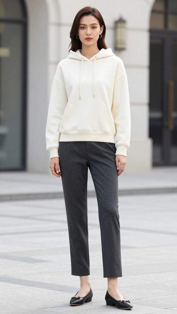 20 Stylish Winter Outfits That Will Keep You Warm and Polished! - 16. Luxe Hoodie with Tailored Trousers 1