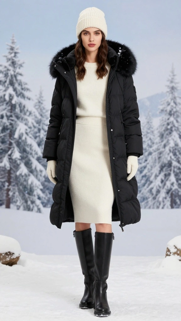 20 Stylish Winter Outfits That Will Keep You Warm and Polished! - 2. Puffer Jacket with Faux Fur Trim 1