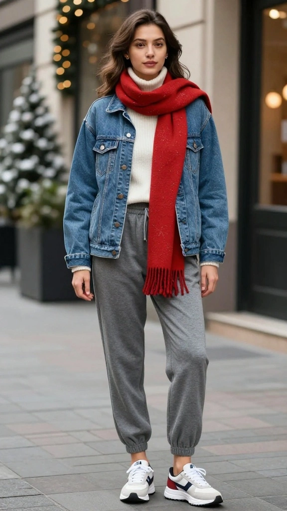 20 Stylish Winter Outfits That Will Keep You Warm and Polished! - 20. Classic Denim Jacket with Winter Layers 1