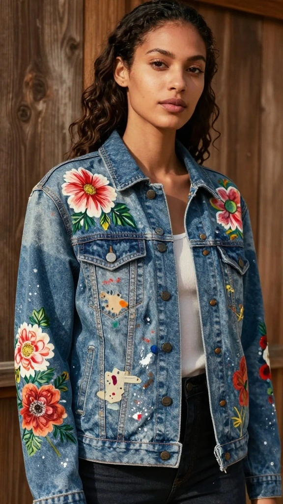 20 Upcycled Fashion Looks That Prove Style Can Be Sustainable (Watch Out for #3!) - 1. Hand-Painted Denim Jackets 1