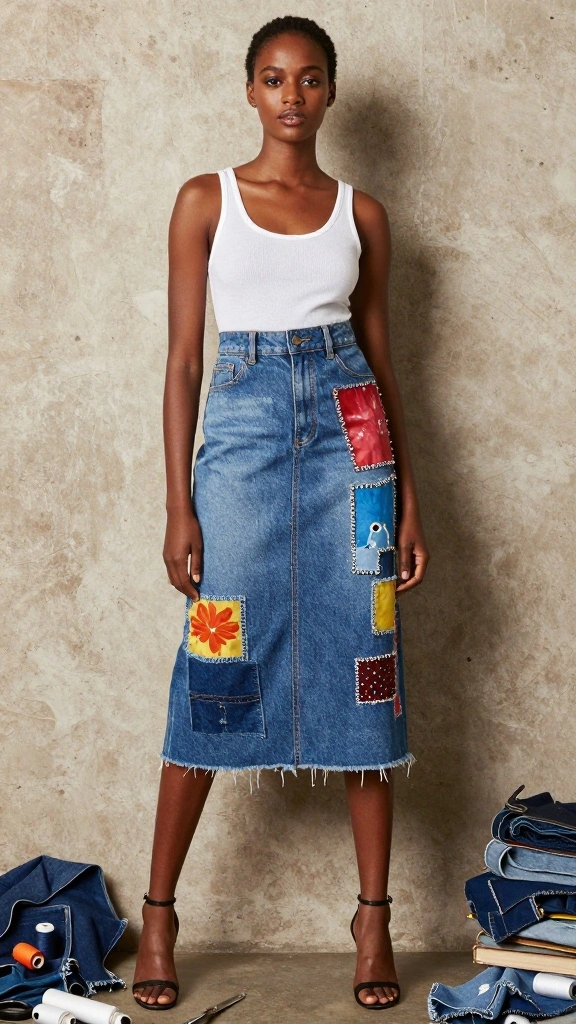 20 Upcycled Fashion Looks That Prove Style Can Be Sustainable (Watch Out for #3!) - 9. Denim Skirt Revivals 1