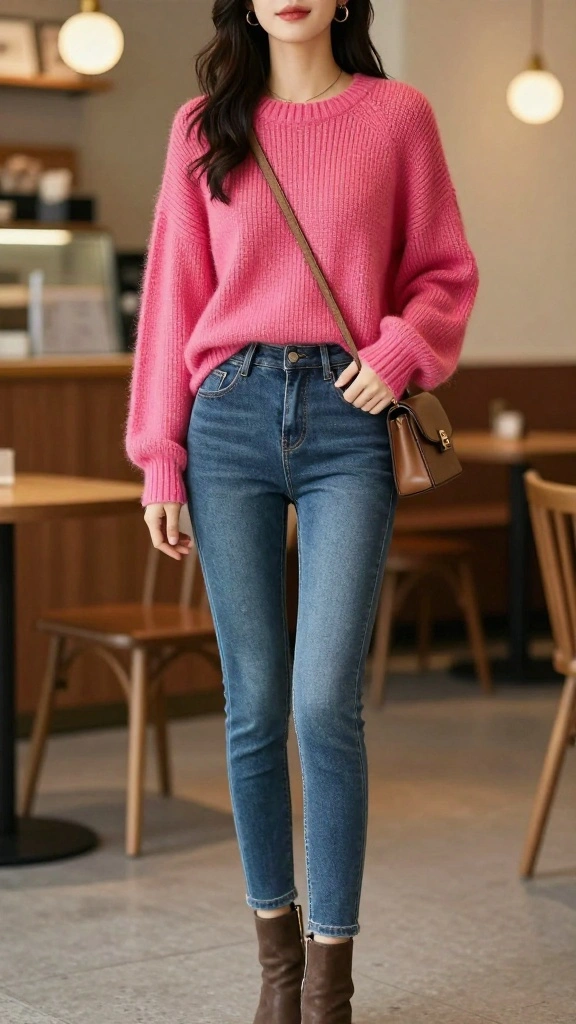 21 Chic Casual Date Night Outfits Perfect for Any Occasion - 1. Cozy Sweater and Skinny Jeans 1