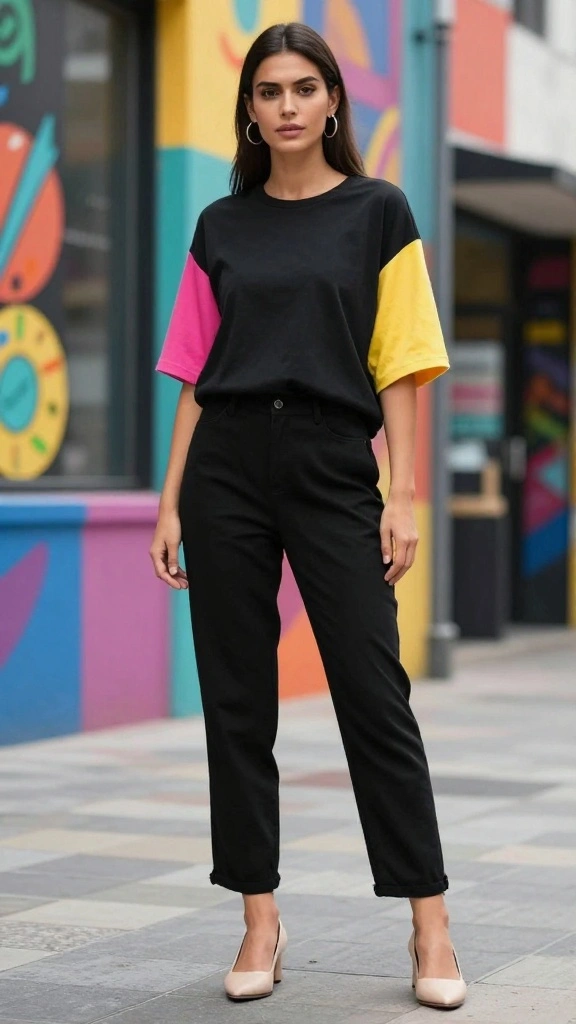 21 Chic Casual Date Night Outfits Perfect for Any Occasion - 16. Bold Color Block Look 1