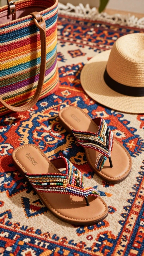 21 Comfortable Summer Sandals for Curvy Figures That Go with Every Casual Outfit! - 9. Bohemian Beaded Sandals 1