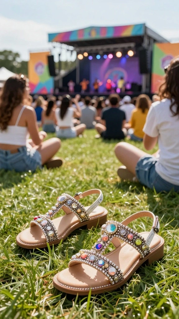 21 Fashion-Forward Comfortable Concert Shoes You Need to Own! - 15. Embellished Sandals 1