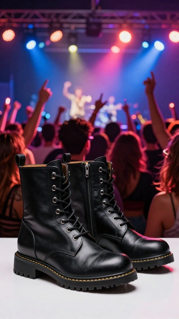 21 Fashion-Forward Comfortable Concert Shoes You Need to Own! - 9. Eye-Catching Combat Boots 1