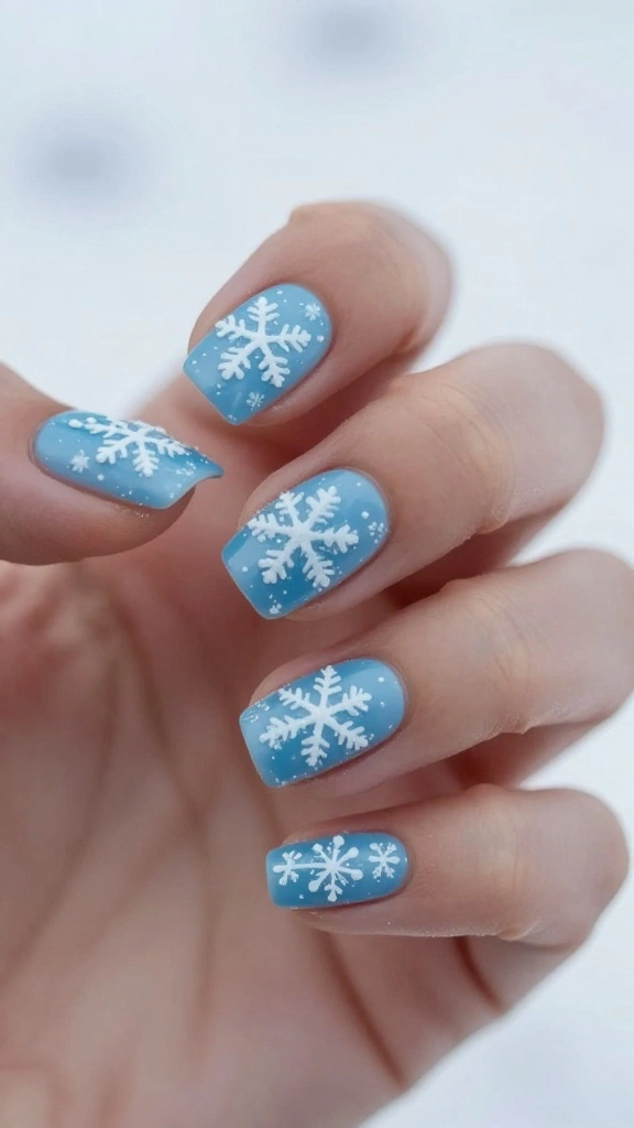 21 Stunning Elegant Nail Styles You’ll Want to Show Off Immediately! - 17. Festive Snowflakes 1