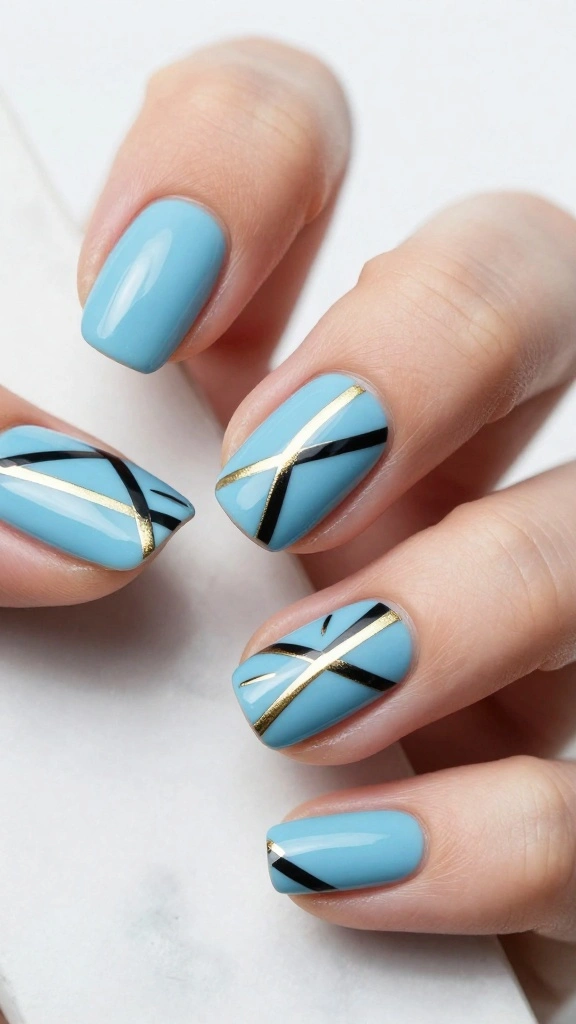 21 Stunning Elegant Nail Styles You’ll Want to Show Off Immediately! - 3. Geometric Blue Marvel 1