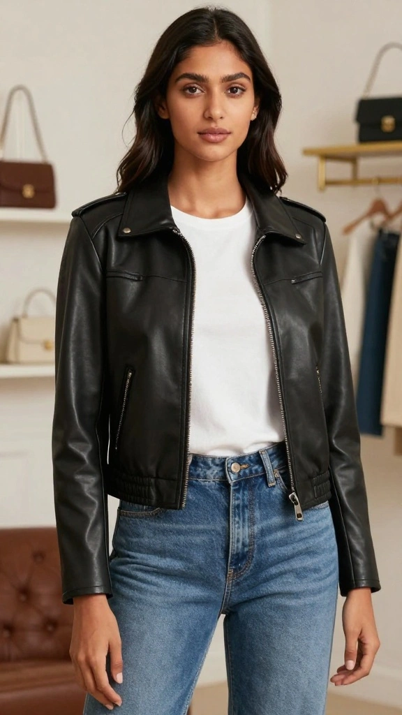 22 Curvy Casual Styles That Celebrate Every Curve - 22. Chic Faux Leather Jacket 1