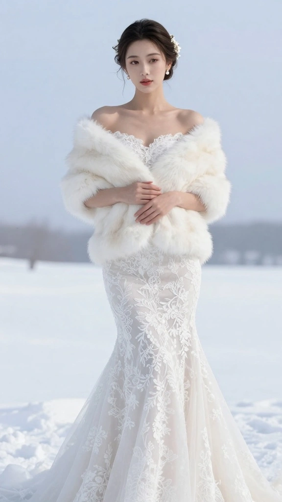 22 Inspiring Winter Bridal Styles That Will Melt Your Heart (Get Ready for #9!) - 1. Cozy Couture: The Luxurious Fur Wrap 1