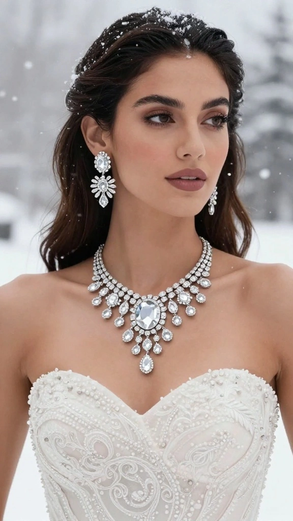 22 Inspiring Winter Bridal Styles That Will Melt Your Heart (Get Ready for #9!) - 10. Nailing the Details: Statement Accessories 1