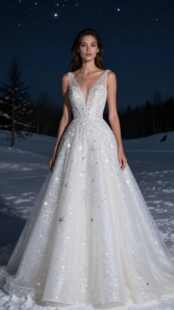 22 Inspiring Winter Bridal Styles That Will Melt Your Heart (Get Ready for #9!) - 14. Twinkling Details: Celestial Motifs 1