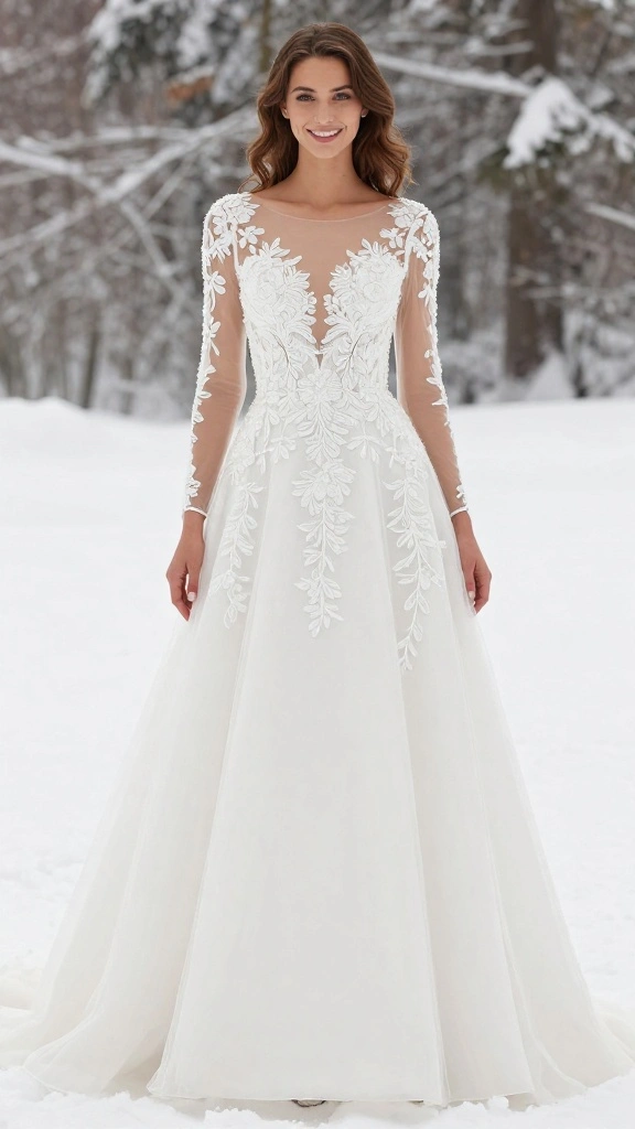 22 Inspiring Winter Bridal Styles That Will Melt Your Heart (Get Ready for #9!) - 16. Heartfelt Personalization: Custom Embroidery 1