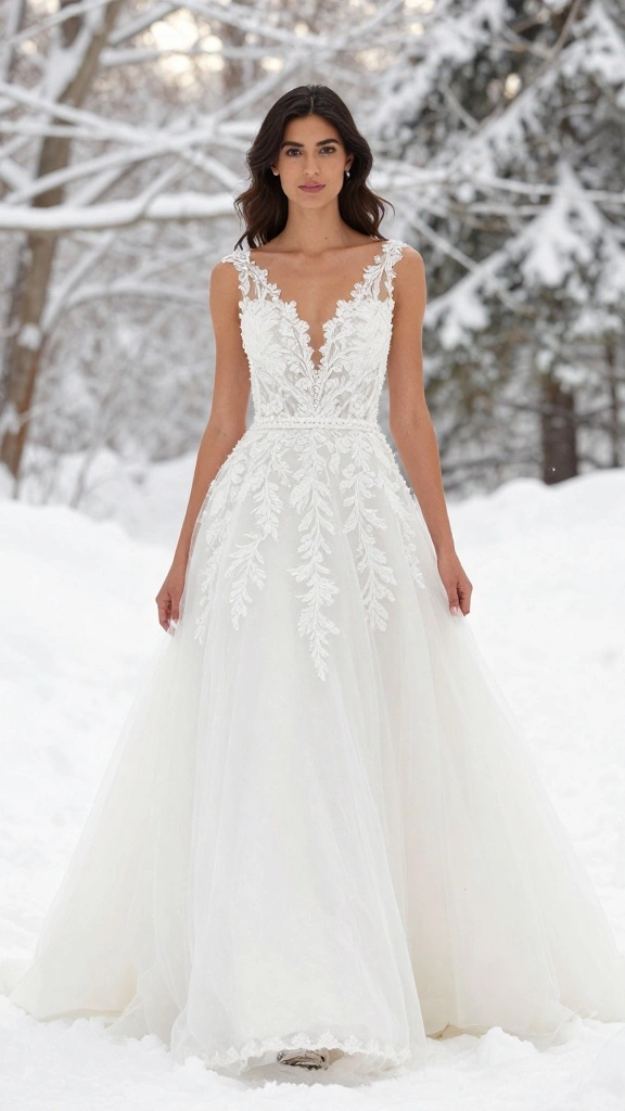 22 Inspiring Winter Bridal Styles That Will Melt Your Heart (Get Ready for #9!) - 18. Classic Elegance: A Simple A-Line Dress 1