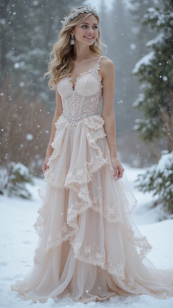 22 Inspiring Winter Bridal Styles That Will Melt Your Heart (Get Ready for #9!) - 21. Exquisite Details: Ruffles and Frills 1