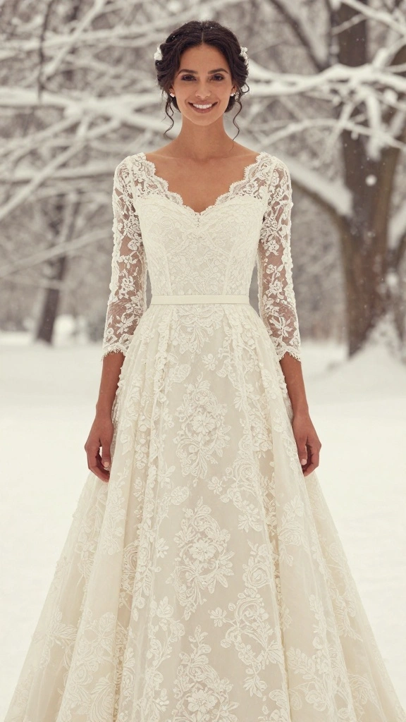 22 Inspiring Winter Bridal Styles That Will Melt Your Heart (Get Ready for #9!) - 22. Sweet Nostalgia: Vintage-Inspired Dresses 1