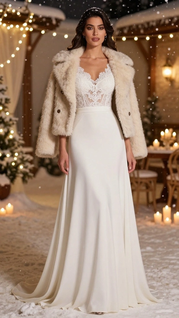 22 Inspiring Winter Bridal Styles That Will Melt Your Heart (Get Ready for #9!) - 8. Mix and Match: Two-Piece Dresses 1