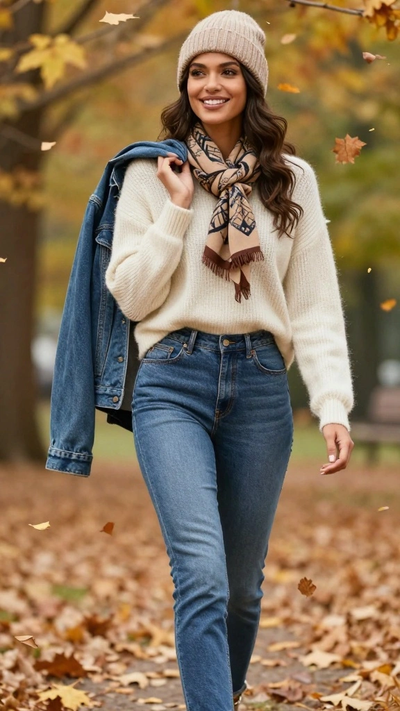 24 Autumn Outfits That Will Elevate Your Layering Game to a Whole New Level! - 1. Cozy Knits and Denim Layers 1