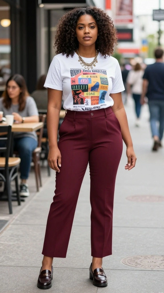 24 Urban Errands Wear Looks That Will Turn Heads on the Street! - 4. Tailored Trousers with a Casual Tee 1