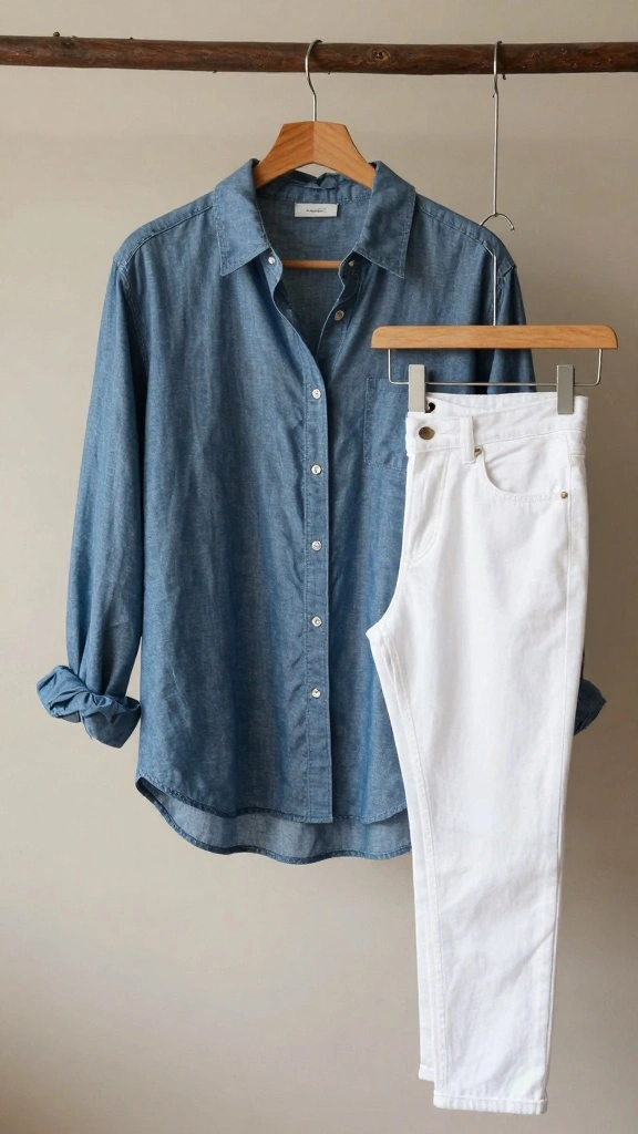 25 Must-Have Wardrobe Essentials for Women Over 40 That You'll Rely On! - 24. Chambray Shirt 1
