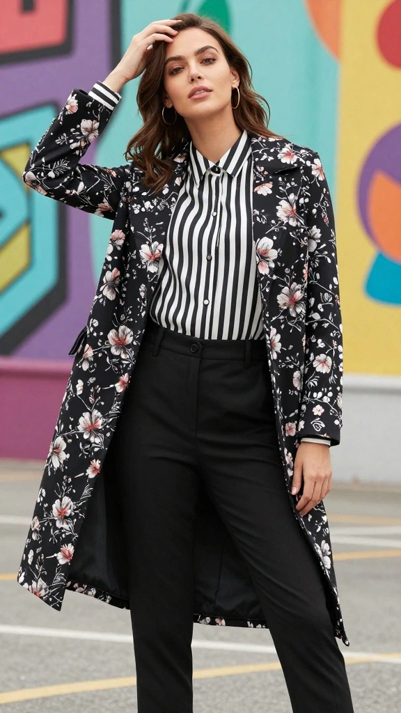 25 Sophisticated Layering Techniques for 40+ Women That Scream Elegance! - 14. Playful Layering with Patterns 1