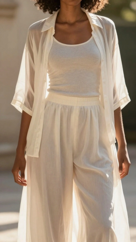 25 Sophisticated Layering Techniques for 40+ Women That Scream Elegance! - 17. Layering with Lightweight Fabrics 1