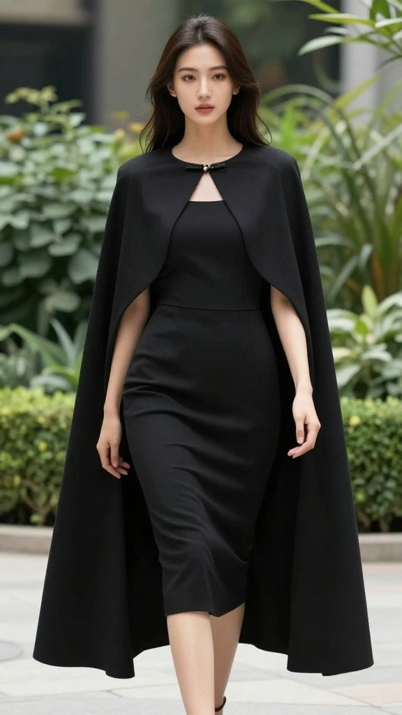 25 Sophisticated Layering Techniques for 40+ Women That Scream Elegance! - 21. Layering with Shrugs and Capes 1