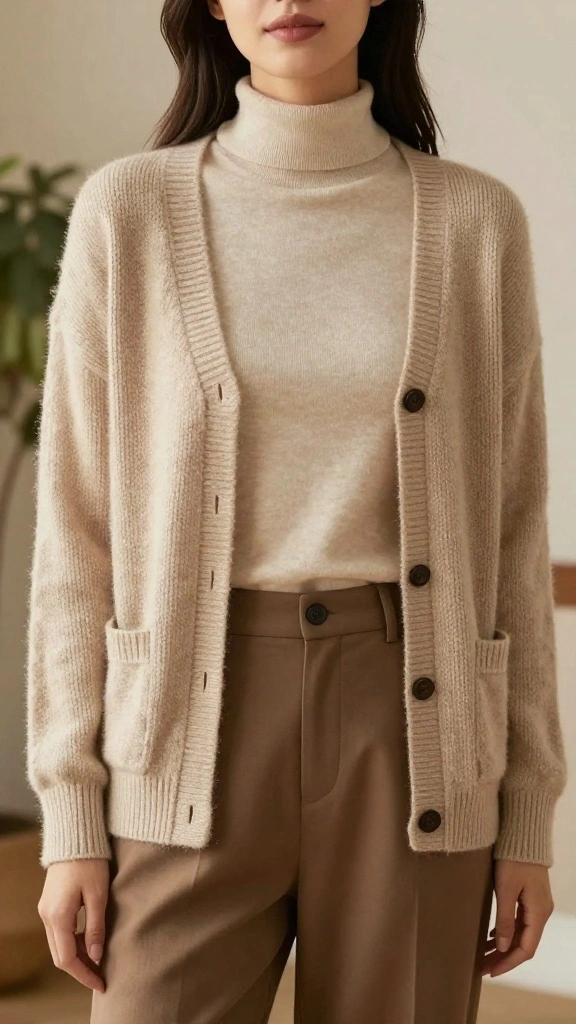 25 Sophisticated Layering Techniques for 40+ Women That Scream Elegance! - 24. Layering with Cardigans and Jumpers 1