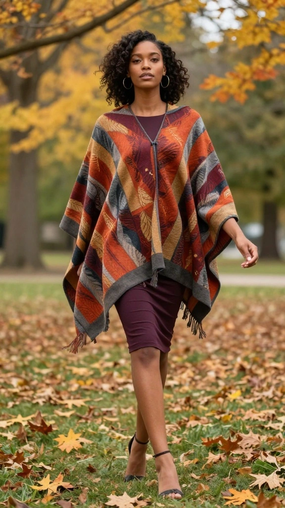 25 Sophisticated Layering Techniques for 40+ Women That Scream Elegance! - 6. Stylish Ponchos 1