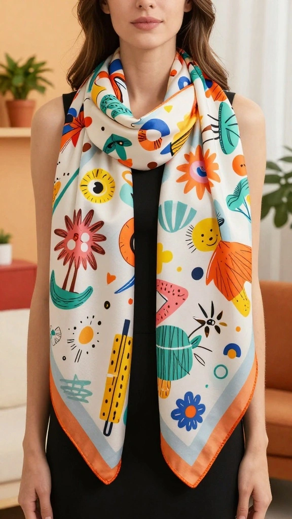 25 Stylish Scarves That Will Instantly Upgrade Your Winter Outfit Game! - 9. The Whimsical Printed Scarf 1