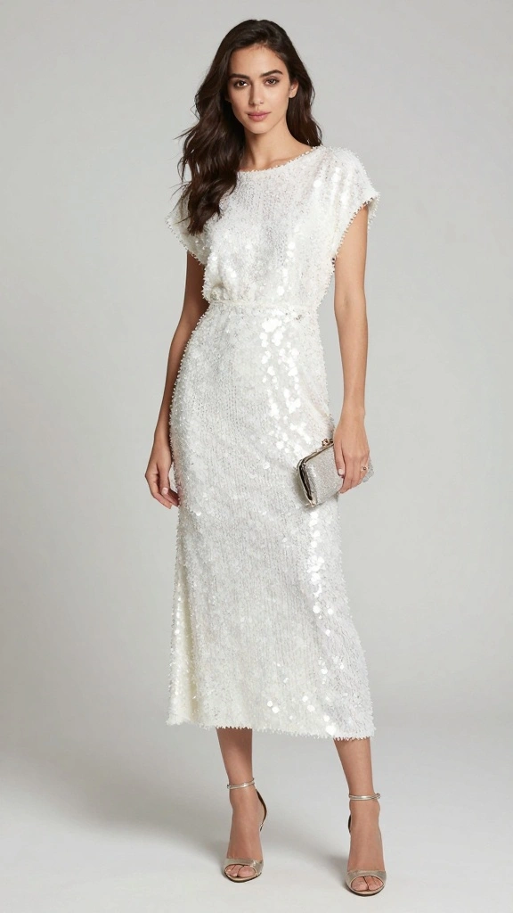 Can You Wear White as a Guest? 15 Stunning Looks to Try! - 10. Sequin White Dress 1